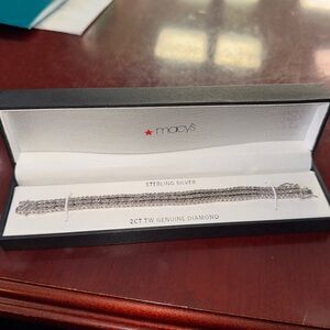 New With Tags 2CT Diamond Sterling Silver Tennis Bracelet 7" 3-strand 200diams